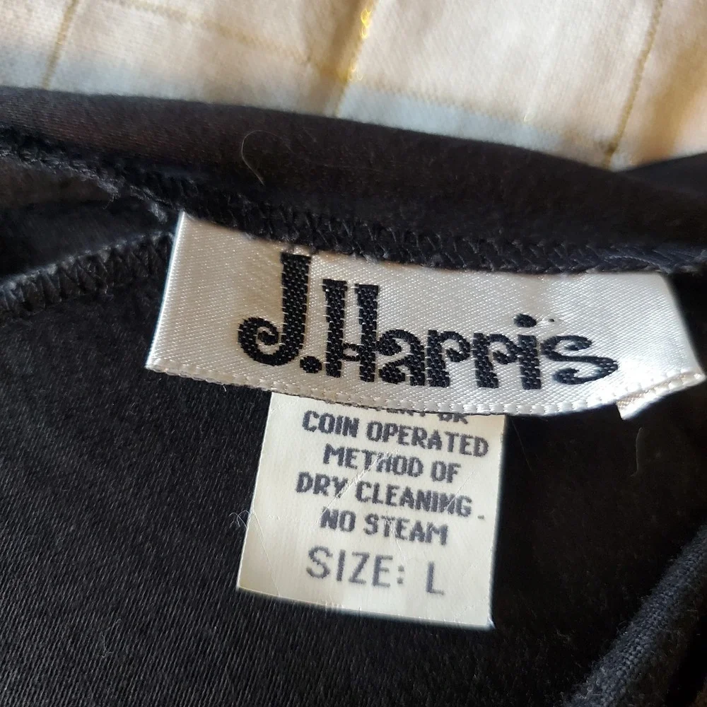 J. Harris Jacket Top Women L Open Back Sheer Longsleeves Double Breasted‎ Black
